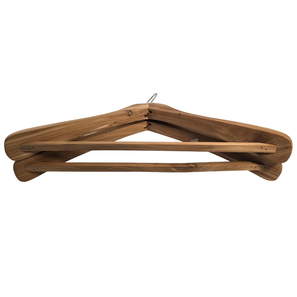 Set of 2 Wide Shoulder Wooden Suit Hangers Natural Wood Heavy Duty Coat Hangers - Picture 6 of 7